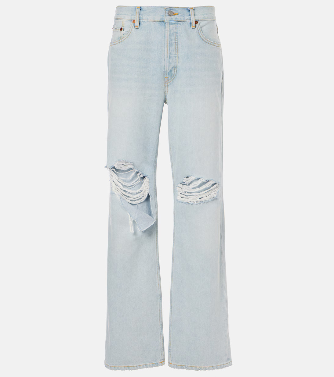 Loose Long distressed straight jeans | Mytheresa (US/CA)