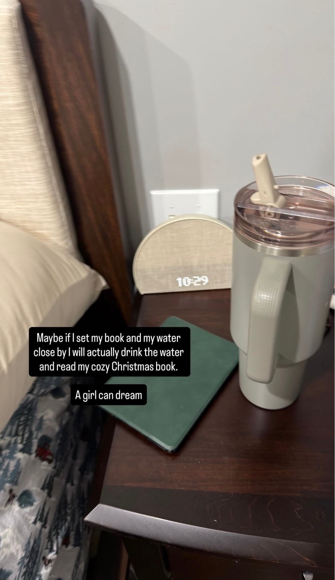 Maybe if i set my book and my water close by I will actually drink the water and read my cozy Christmas book.

#LTKFindsUnder100 #LTKHoliday #LTKselfcare