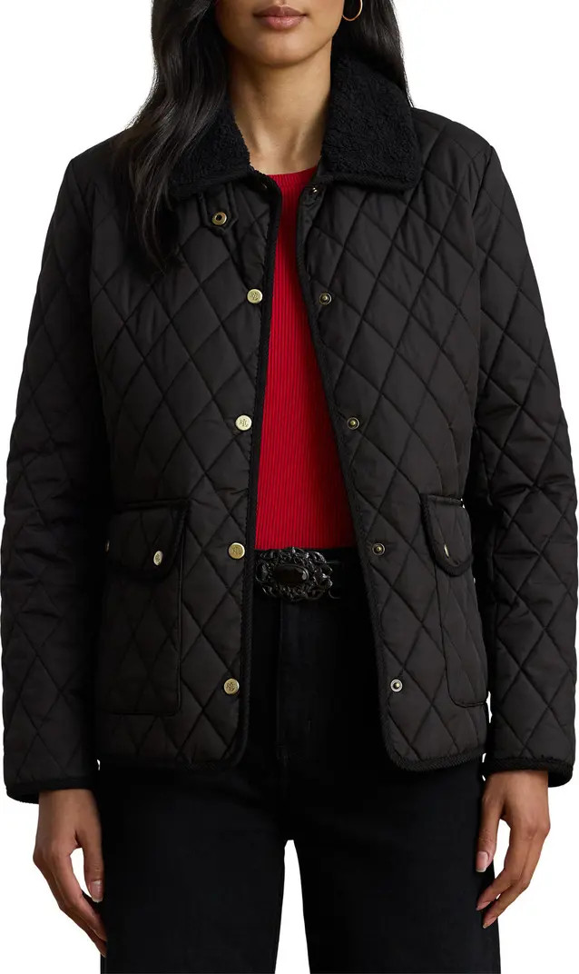 Quilted Faux Shearling Collar Jacket | Nordstrom