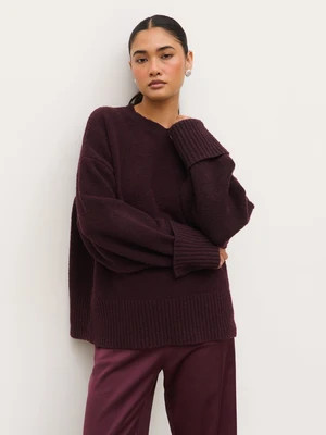 Camille Oversized Borg Knit Jumper - Fig | Pretty Lavish (UK)