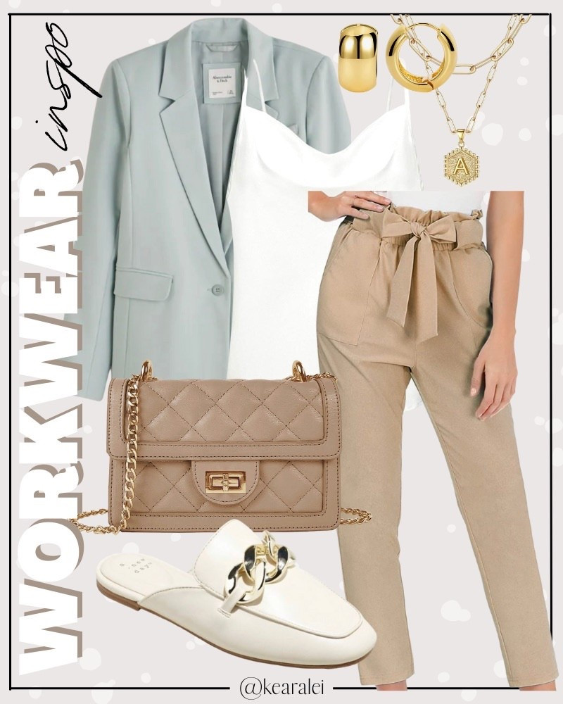 Affordable Work outfits work wear workwear teacher outfits light green blazer pistachio with ivory cream white satin silk cami and tan paper bag tie waist pants with ivory chain mules flats shoes budget friendly fashion style affordable fashion looks for less target Abercrombie & fitch bohme Amazon forever 21 forever21 express loft #workwear #workoutfit #workoutfits #teacheroutfits #teacher #teacheroutfit #affordable #budget #outfitideas #cuteoutfit
.
.
.
teacher outfits, business casual, casual outfits, neutrals, street style, Midi skirt, Maxi Dress, Swimsuit, Bikini, Travel, skinny Jeans, Puffer Jackets, Concert Outfits, Cocktail Dresses, Sweater dress, Sweaters, cardigans Fleece Pullovers, hoodies, button-downs, Oversized Sweatshirts, Jeans, High Waisted Leggings, dresses, joggers, fall Fashion, winter fashion, leather jacket, Sherpa jackets, Deals, shacket, Plaid Shirt Jackets, apple watch bands, lounge set, Date Night Outfits, Vacation outfits, Mom jeans, shorts, sunglasses,plus size fashion, Stanley cup tumbler, Work blazers, Work Wear, workwear

boots booties take over the knee, ankle boots, Chelsea boots, combat boots, pointed toe, chunky sole, heel, sneakers, slip on shoes, Nike, adidas, vans, dr. marten’s, ugg slippers, golden goose, sandals, high heels, loafers, Birkenstock Birkenstocks, 

Target, Abercrombie and fitch, Amazon, Shein, Nordstrom, H&M, forever 21, forever21, Walmart, asos, Nordstrom rack, Nike, adidas, Vans, Quay, Tarte, Sephora


#LTKWorkwear #LTKootd #LTKSeasonal
