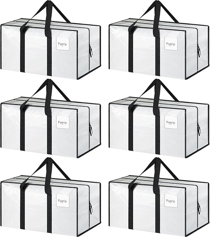 6 Pack Extra Heavy Duty Large Moving Bags with Strong Zipper & Comfortable Handles, Sturdy & Dura... | Amazon (US)