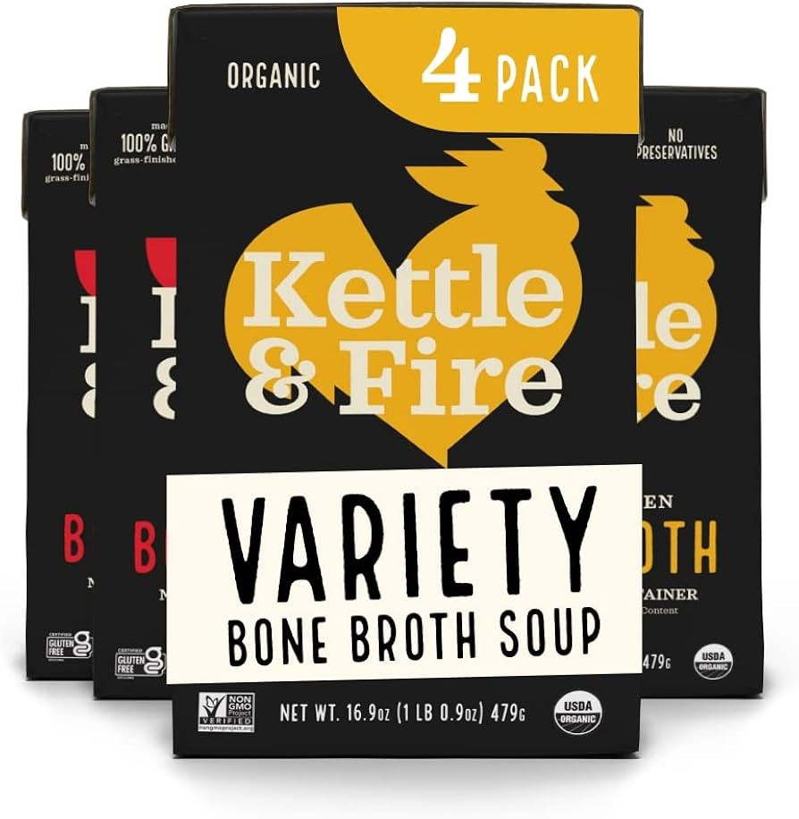 Kettle and Fire Classic Beef and Classic Chicken Beef Bone Broth Variety Pack, Keto, Paleo, and W... | Amazon (US)