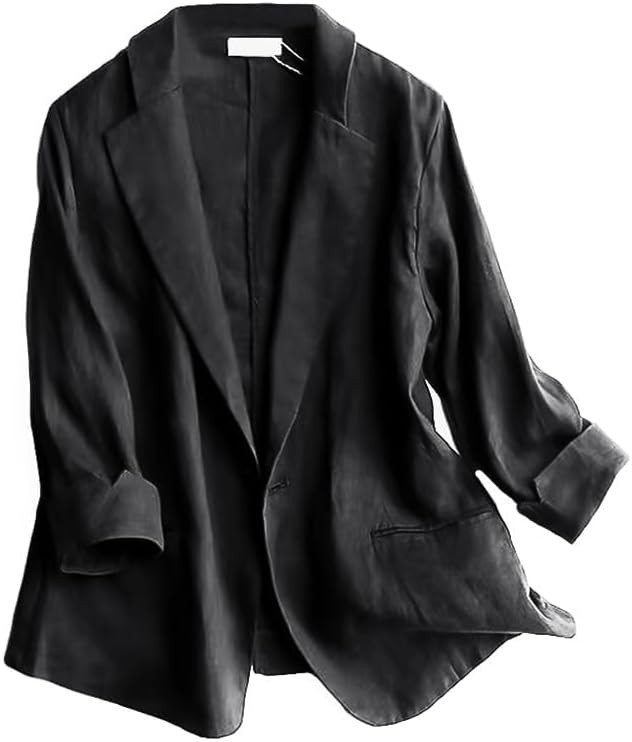 IDEALSANXUN Linen Blazer Women 3/4 Sleeve Lightweight Spring Summer Blazer Jackets | Amazon (US)