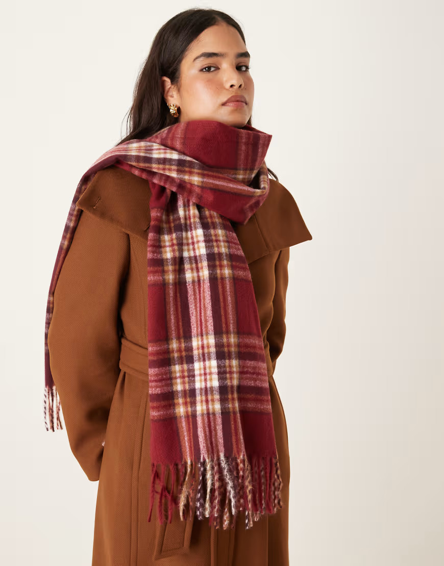 Mango checked scarf in red | ASOS (Global)