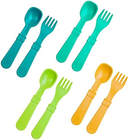 RE-PLAY Made in USA 8pk Toddler Feeding Spoon and Fork Set| Made from BPA Free Eco Friendly Recycled | Amazon (US)