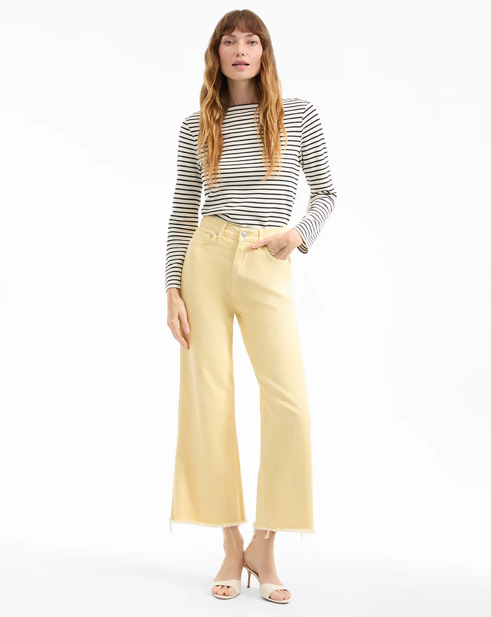 Taylor Cropped Wide-Leg Jean in Yellow Chamomile | Veronica Beard | Veronica Beard