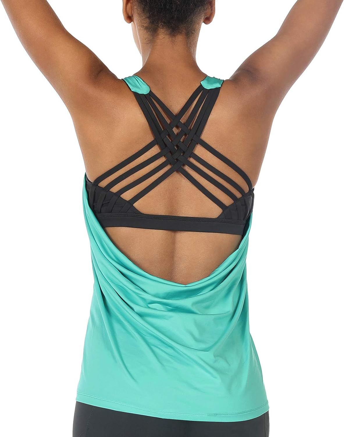 icyzone Yoga Tops Workouts Clothes Activewear Built in Bra Tank Tops for Women | Amazon (US)