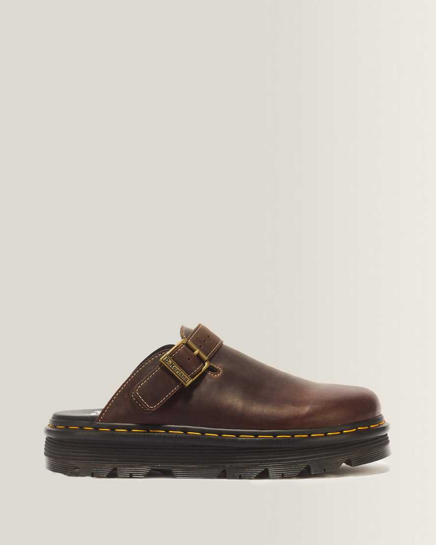 Dr. Martens Zebzag Crazy Horse Leather Mules in Brown, Size: 6.5 | Dr Martens (UK)