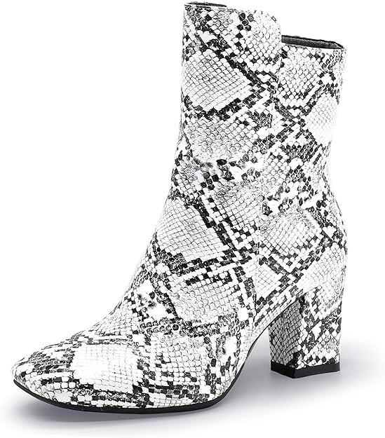 IDIFU Women's Ada Fashion Square Toe Ankle Boots Low Block Heel Short Boots Side Zipper Booties S... | Amazon (US)