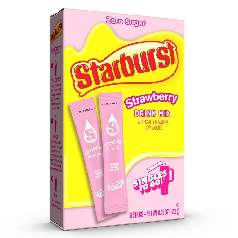 Starburst Zero Sugar Singles-to-Go Powdered Drink Mix All Pink Strawberry 6 Count Packets | Walmart (US)