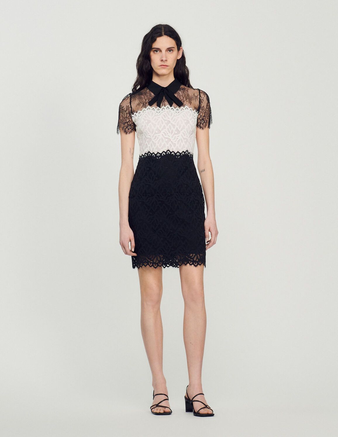 Two-tone lace dress | Sandro-Paris US
