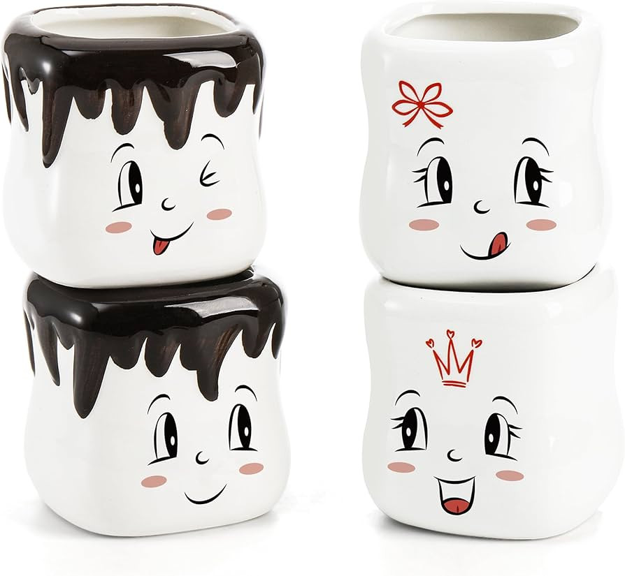 Youeon Juego de 4 tazas de malvavisco, tazas de chocolate caliente de 7 onzas, tazas de chocolate... | Amazon (US)