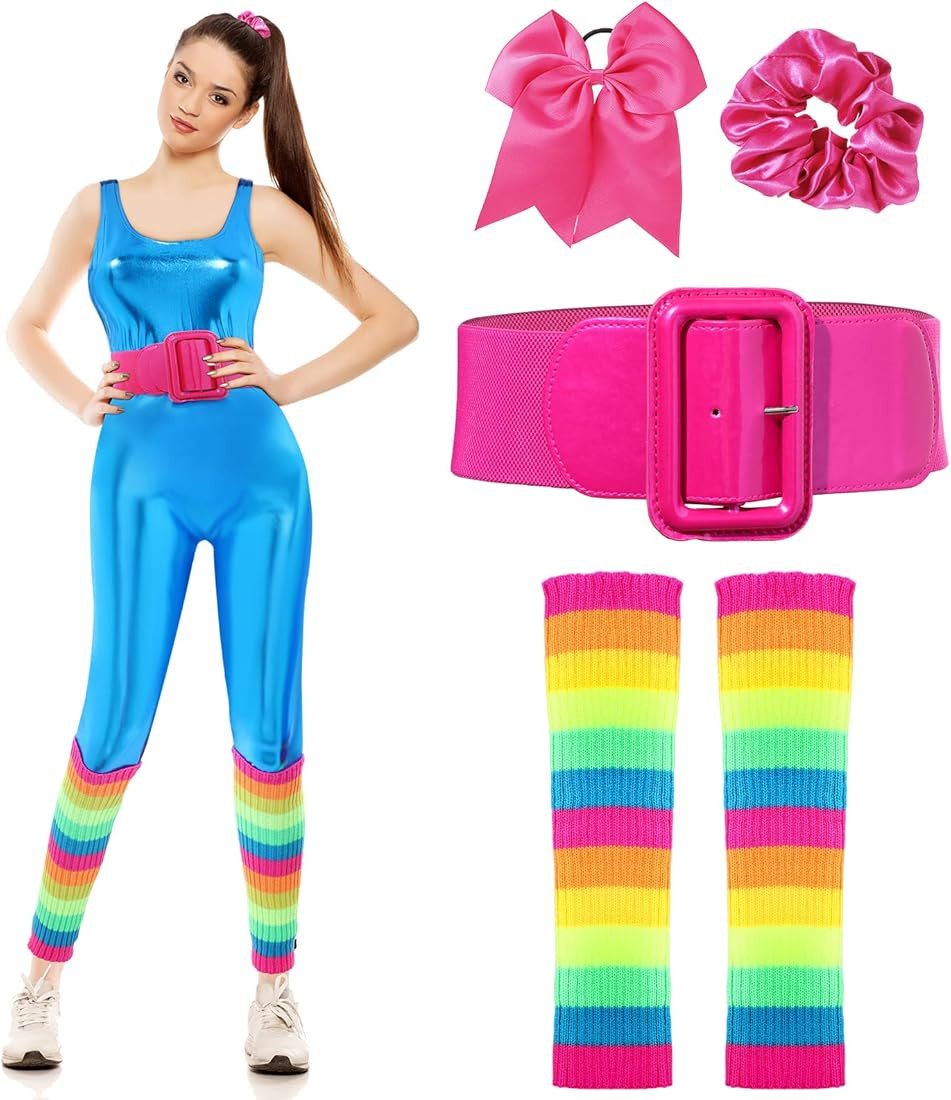 Women and Girl Doll Costume Accessories Set Unitard 80's Party Knit Leg Warmer, Patent Leather Be... | Amazon (US)