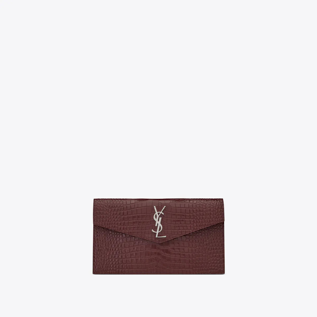 Uptown Pouch In Crocodile Embossed Shiny Leather Red One Size | Saint Laurent Inc. (Global)