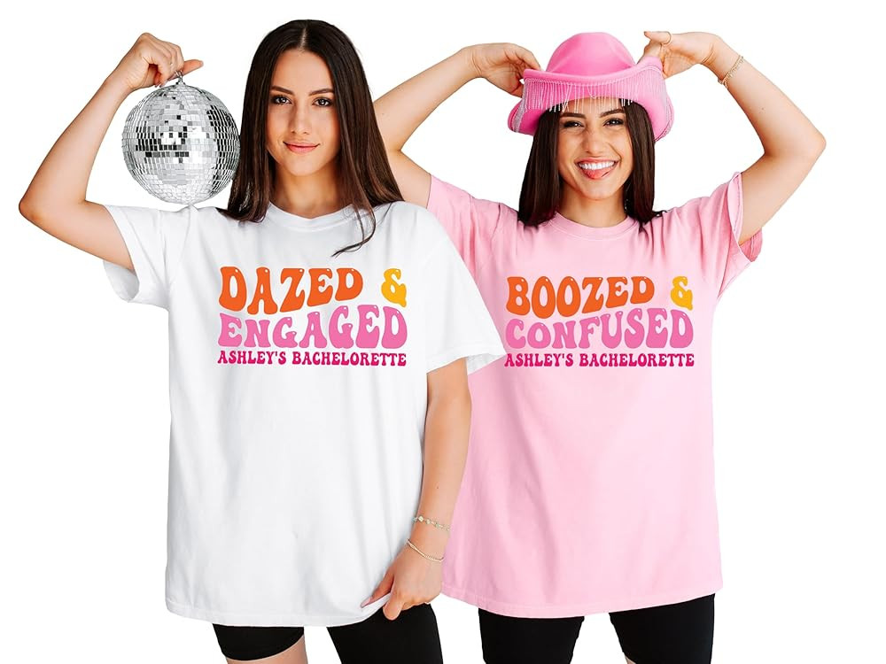 Dazed and Engaged Bachelorette Party Shirts for Bridal Party, Groovy Boozed And Confused Shirts f... | Amazon (US)