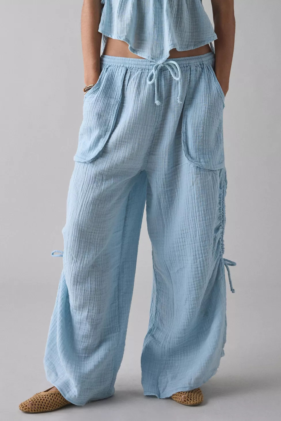 Out From Under Ocean Air Cinched Wide-Leg Gauze Pant | Urban Outfitters (US and RoW)