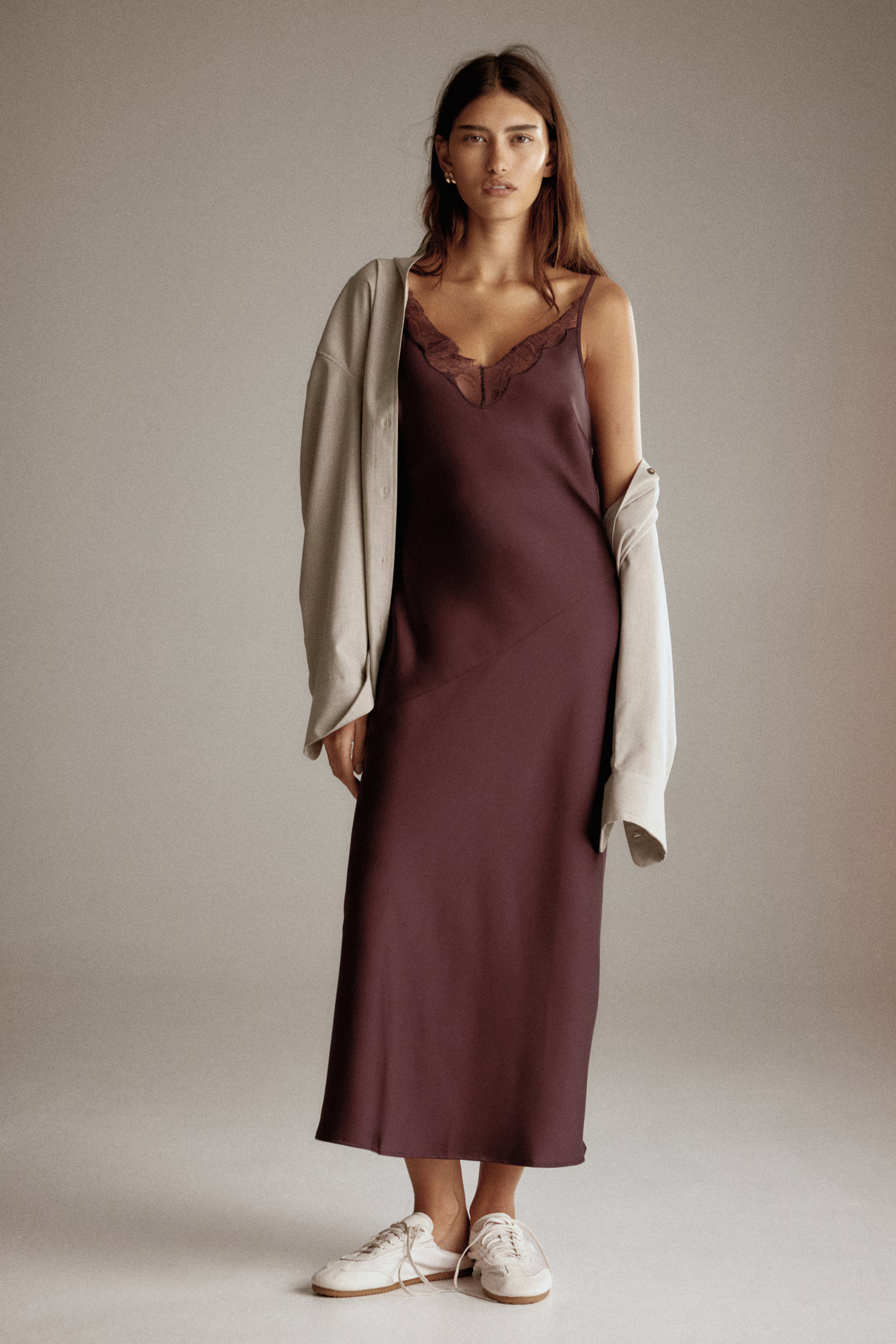 Lace-Trimmed Satin Dress | H&M (US + CA)