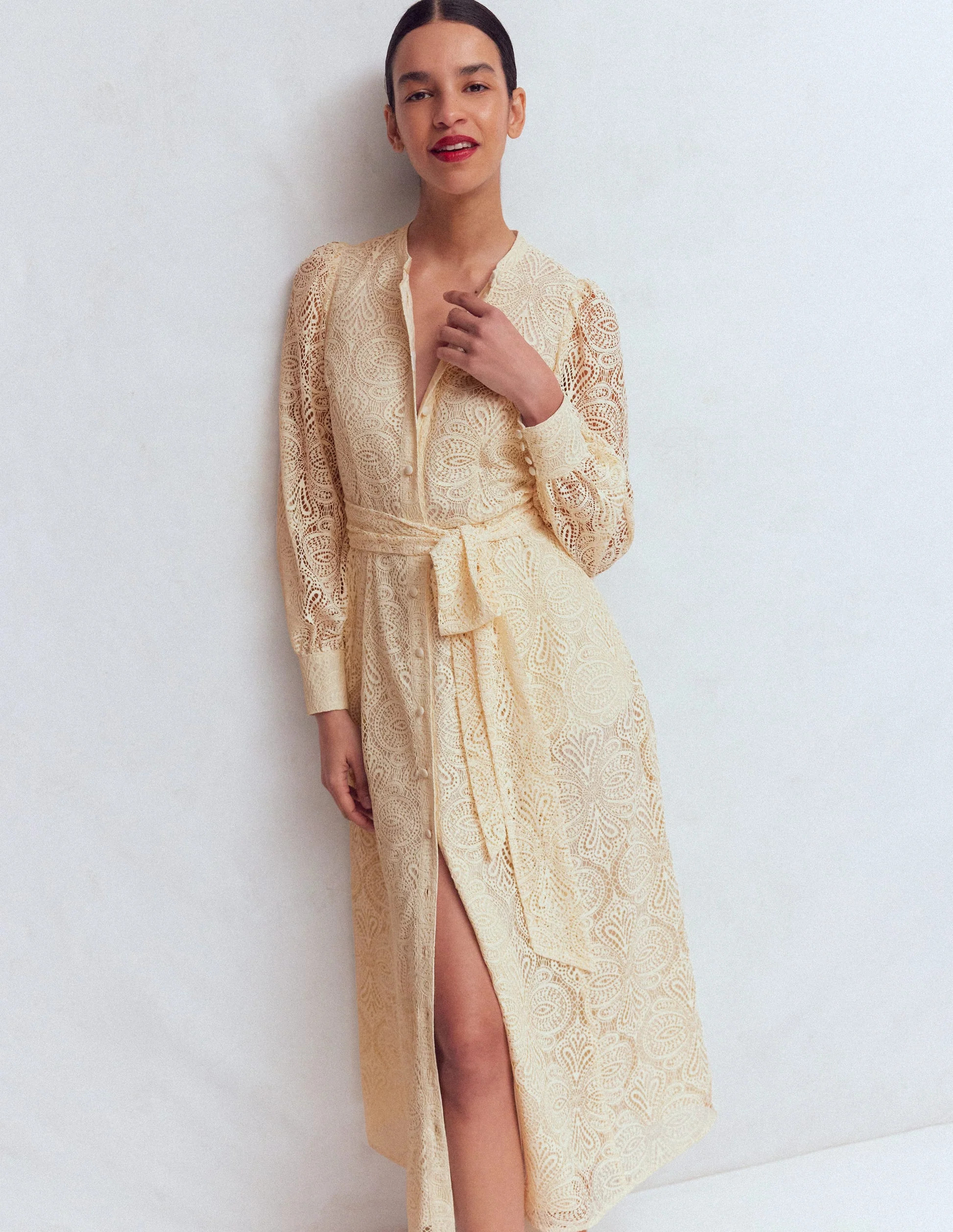 Blouson Sleeve Lace Dress-Ivory Lace | Boden (US)