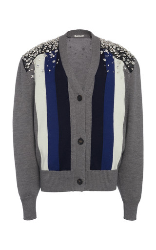 Embellished Striped Wool Cardigan | Moda Operandi (Global)