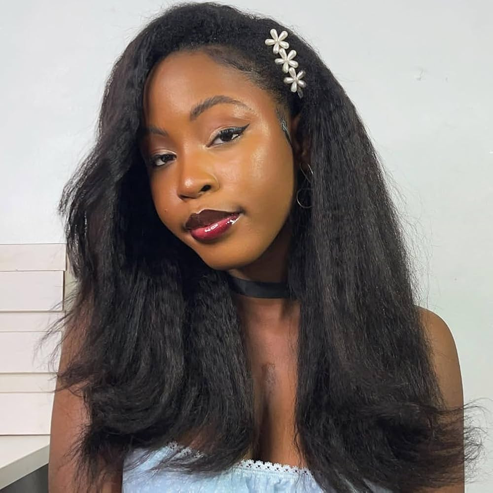 Kinky Straight Half Wig Human Hair 18 Inch Wear Go Glueless Wigs Human Hair 200% Density 3 In 1 H... | Amazon (US)