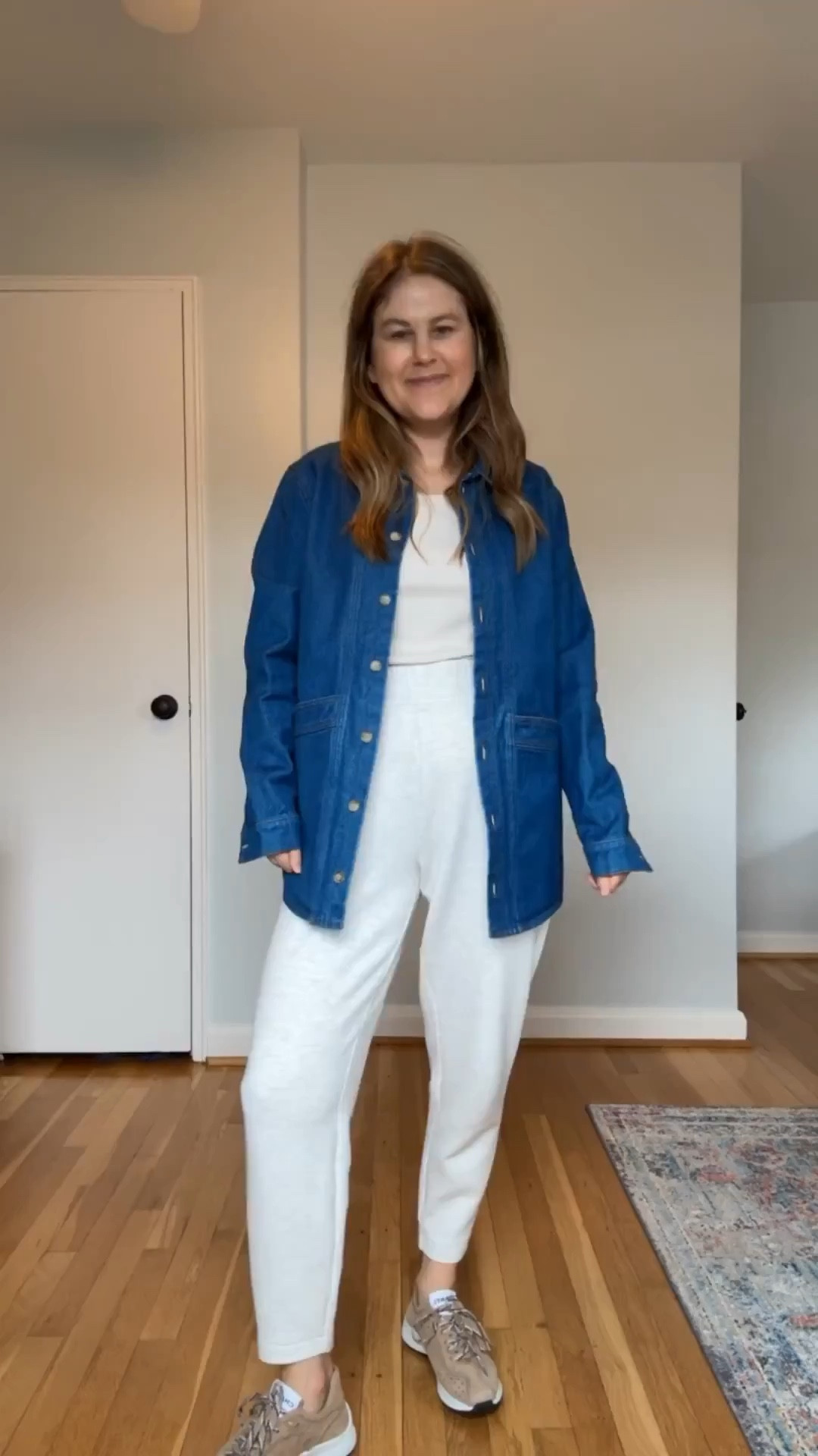 Super comfortable sweatpants that you can wear in public! These are also perfect for travel. I wear them with the matching top too, which is the second outfit! They look cute with sneakers, Ugg boots, loafers, or chunky boots. I’ll link a few I’d wear. 