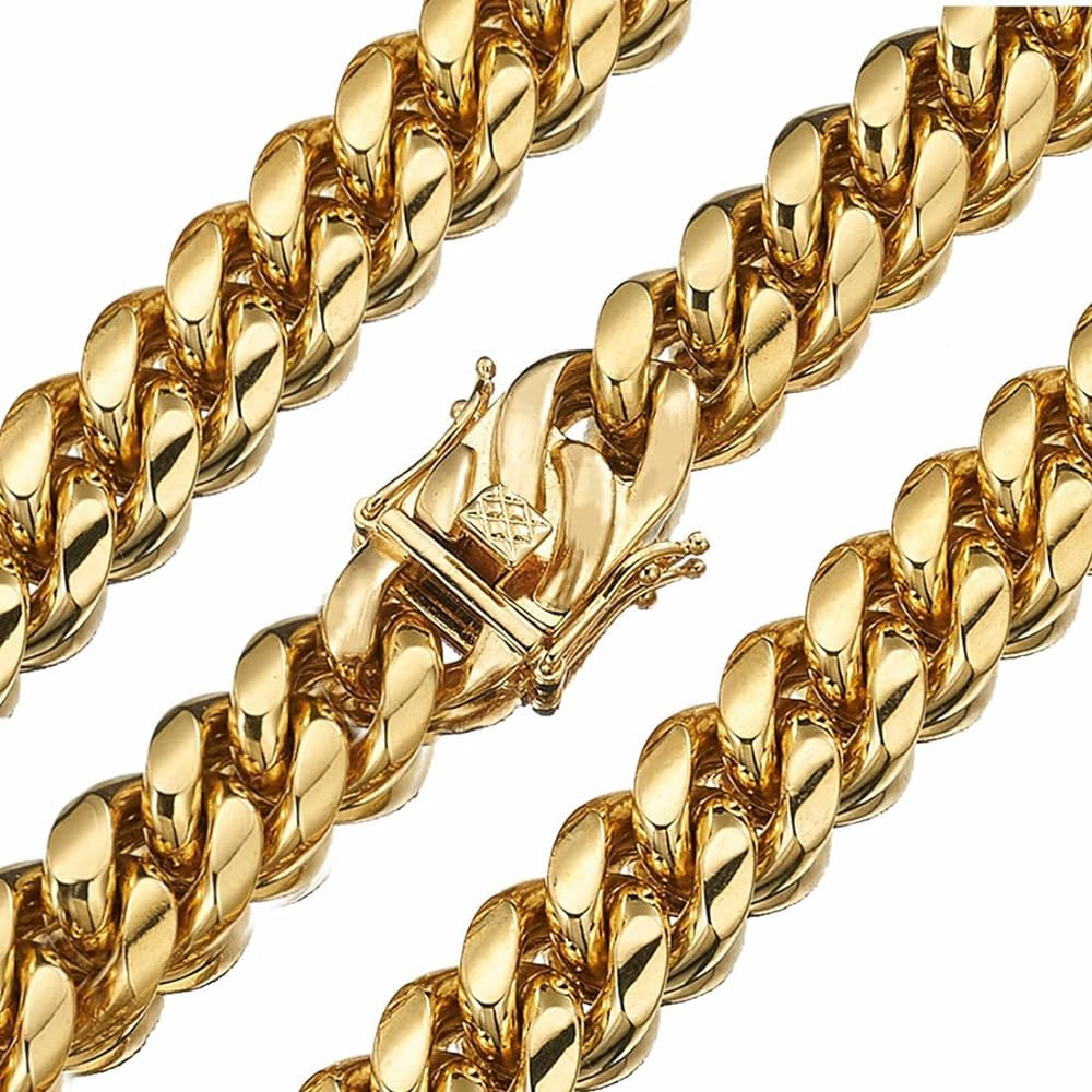 WXP 18K Gold Plated Curb Cuban Link Chain Necklace or Bracelet for Men Boys Women Girls 6/8/10/12... | Amazon (US)