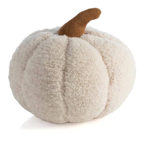 Shiraleah Small Ivory Sherpa Pumpkin Pillow | Target