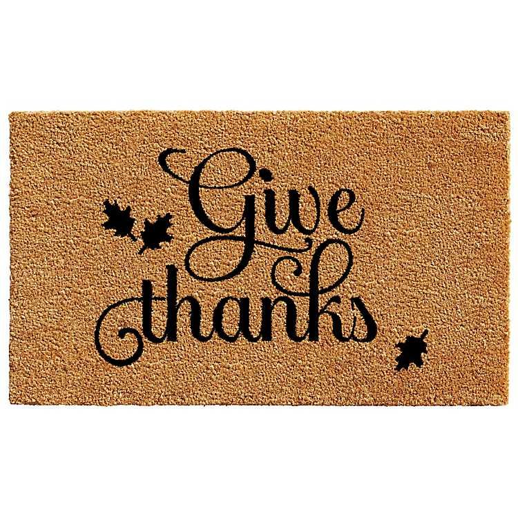 Natural Give Thanks Thanksgiving Doormat, 29 in. | Kirkland's Home