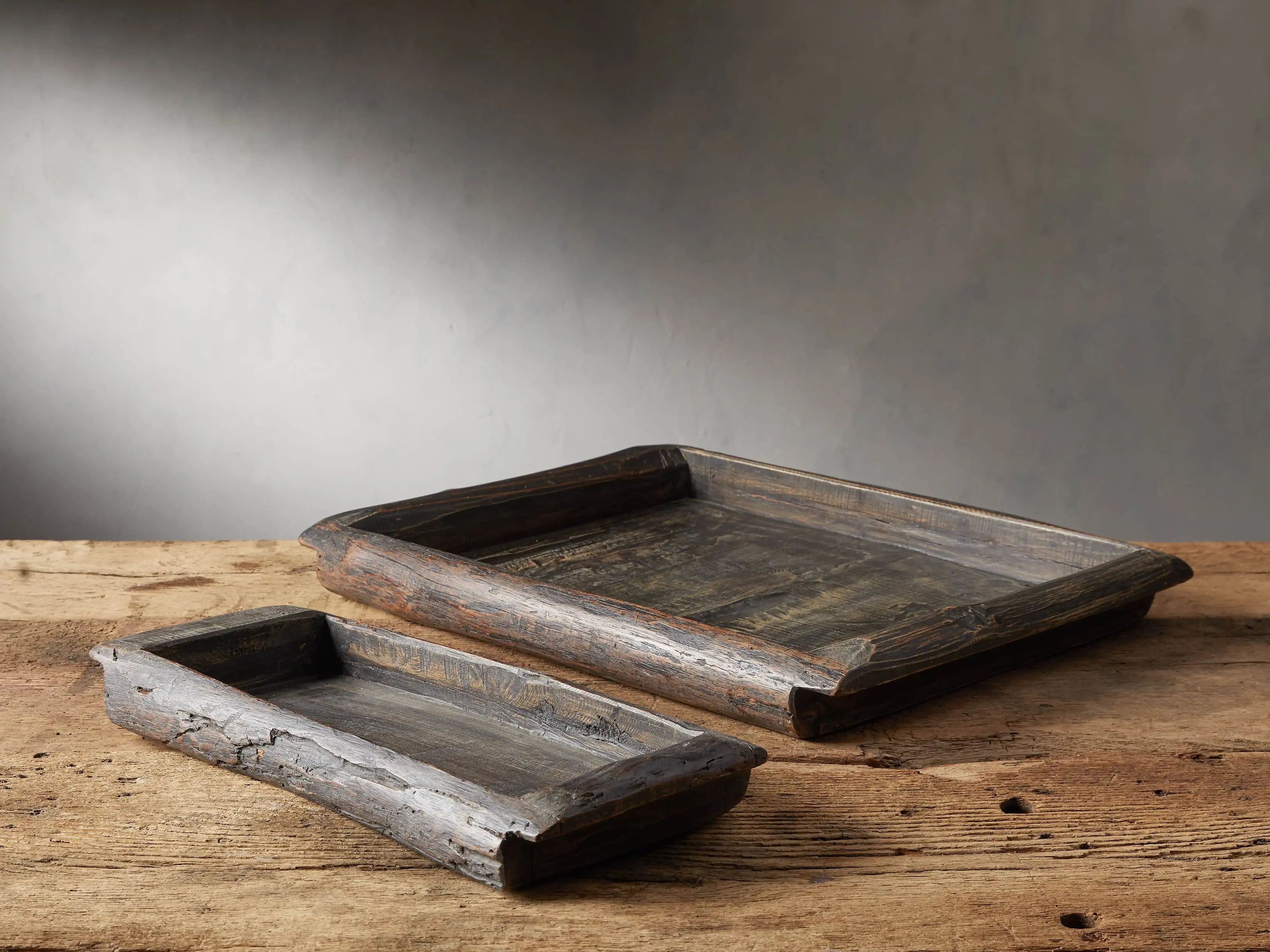 Reclaimed Wood Tray in Black | Arhaus