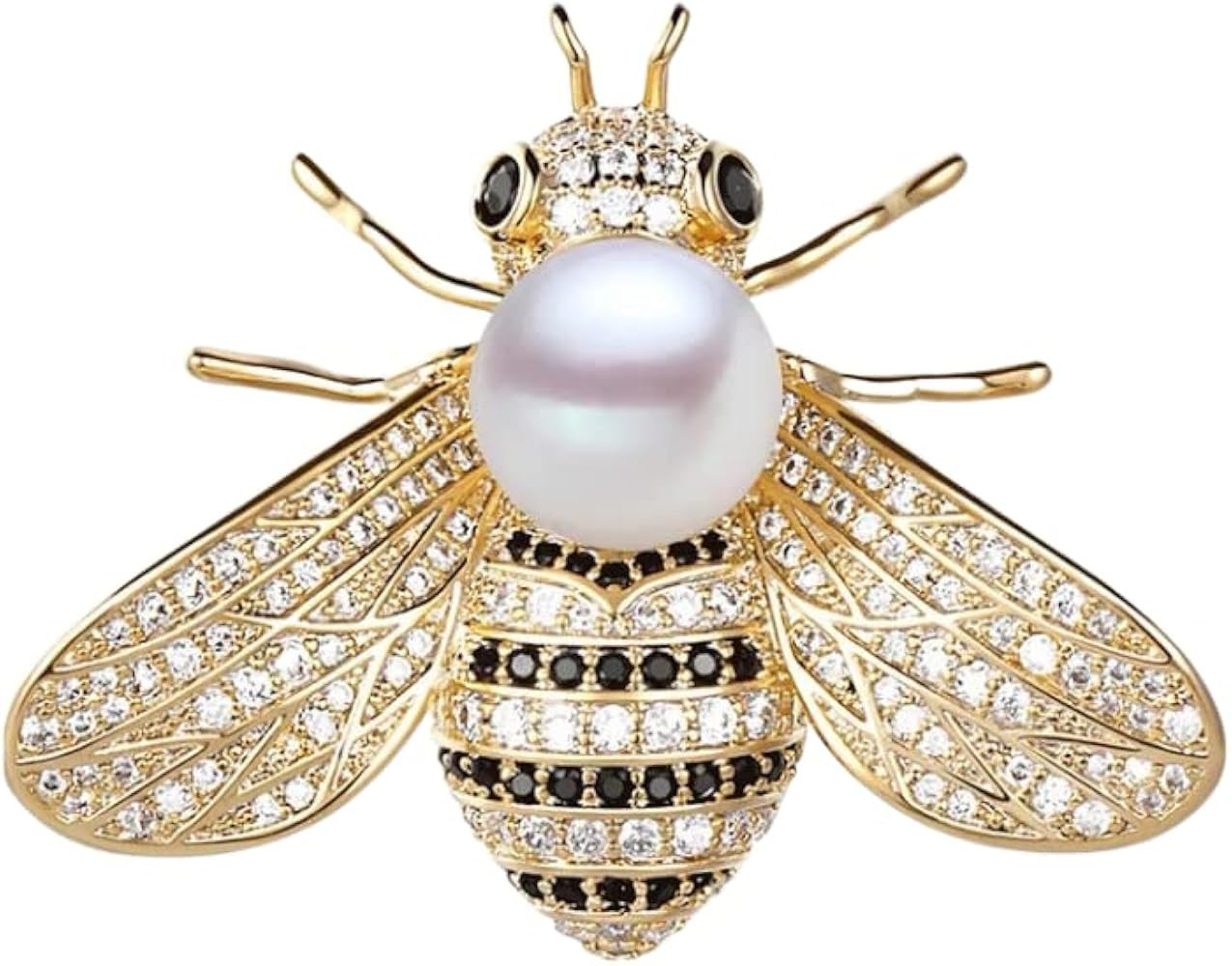 Rhinestone Pearl Bee Brooch Honey Bee Lapel Pin Vintage Crystal Insect Pin for Women Men | Amazon (US)