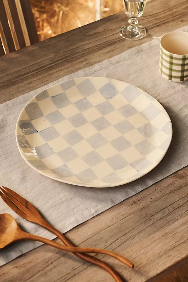 Color Washed Checkered Serving Platter | Anthropologie (US)