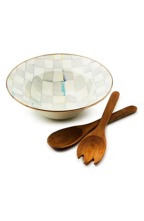 MACKENZIE CHILDS Sterling Check Salad Serving Set in Grey/White at Nordstrom | Nordstrom
