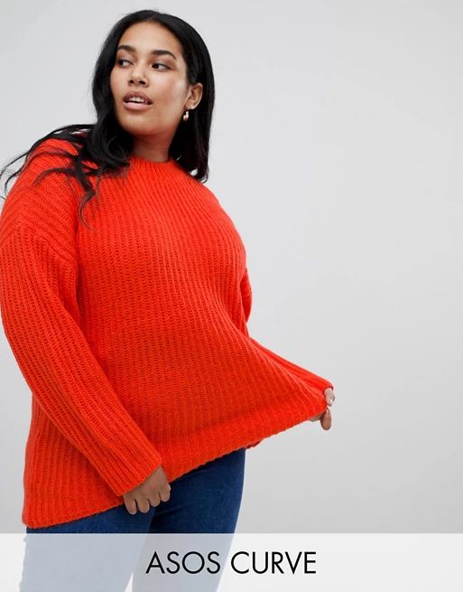 ASOS DESIGN Curve chunky sweater in rib with crew neck | ASOS US