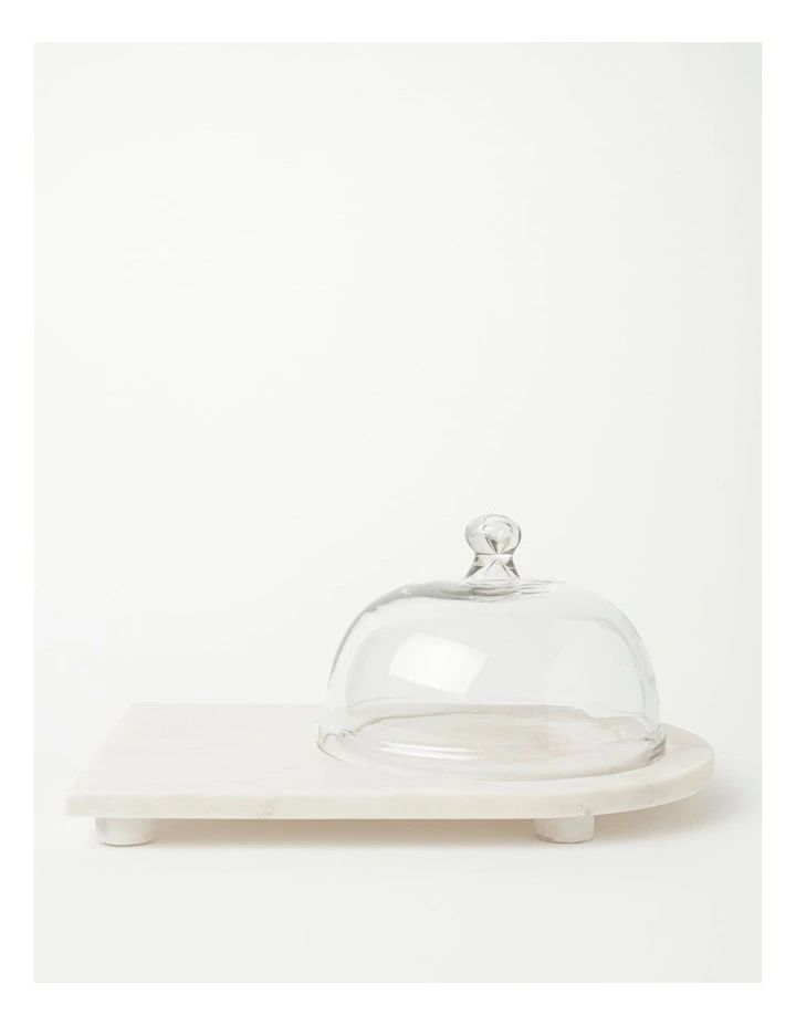 Heritage White Marble Cake Dome With Glass | Myer