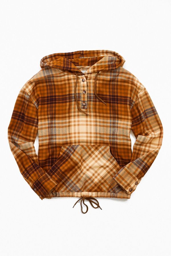 UO Alex Popover Hooded Flannel Shirt | Urban Outfitters (US and RoW)