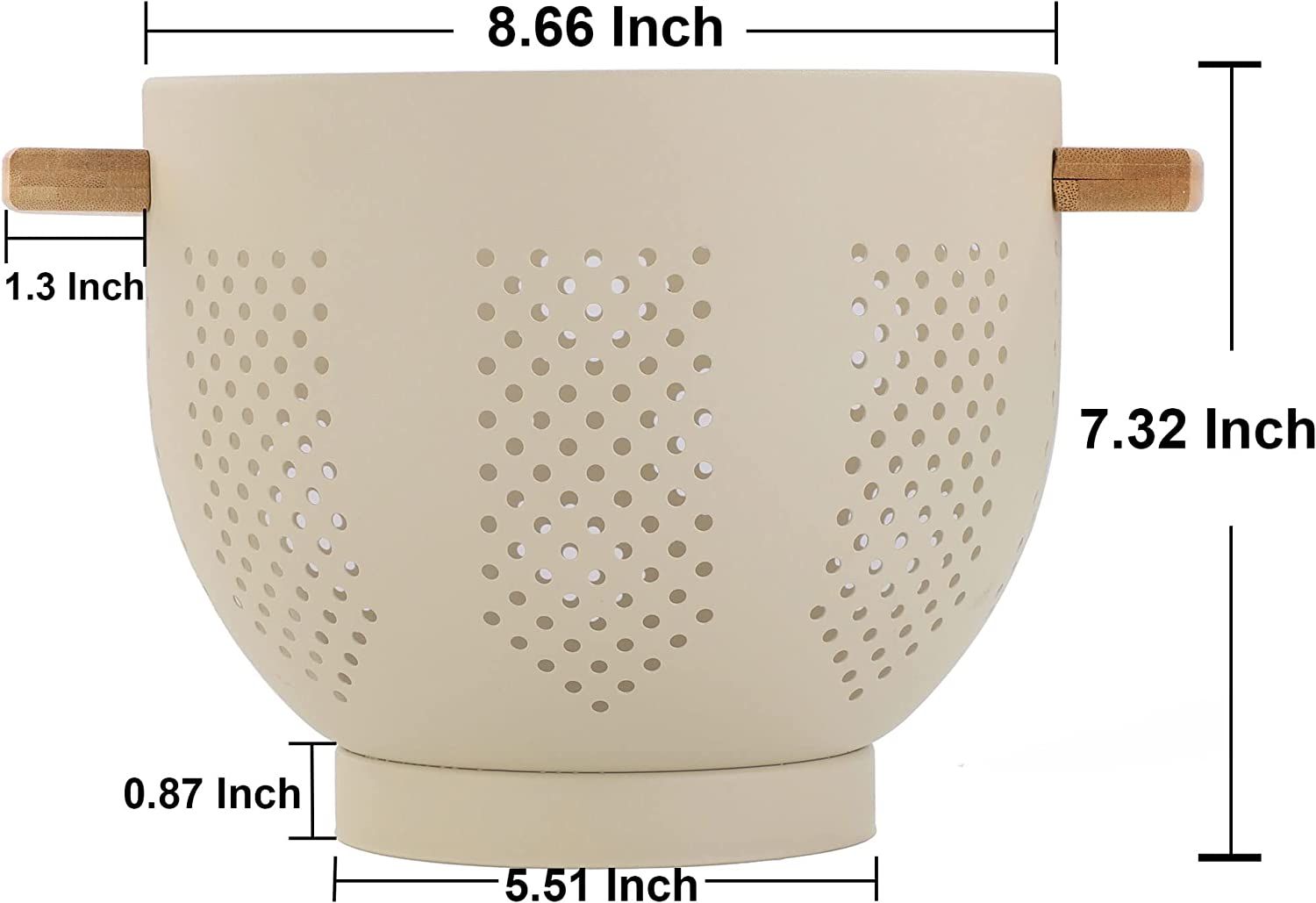 Metal Colander with Wood Handle, 5.5 Quart Powder Coated Steel Large Kitchen Strainer Stable Base... | Amazon (US)