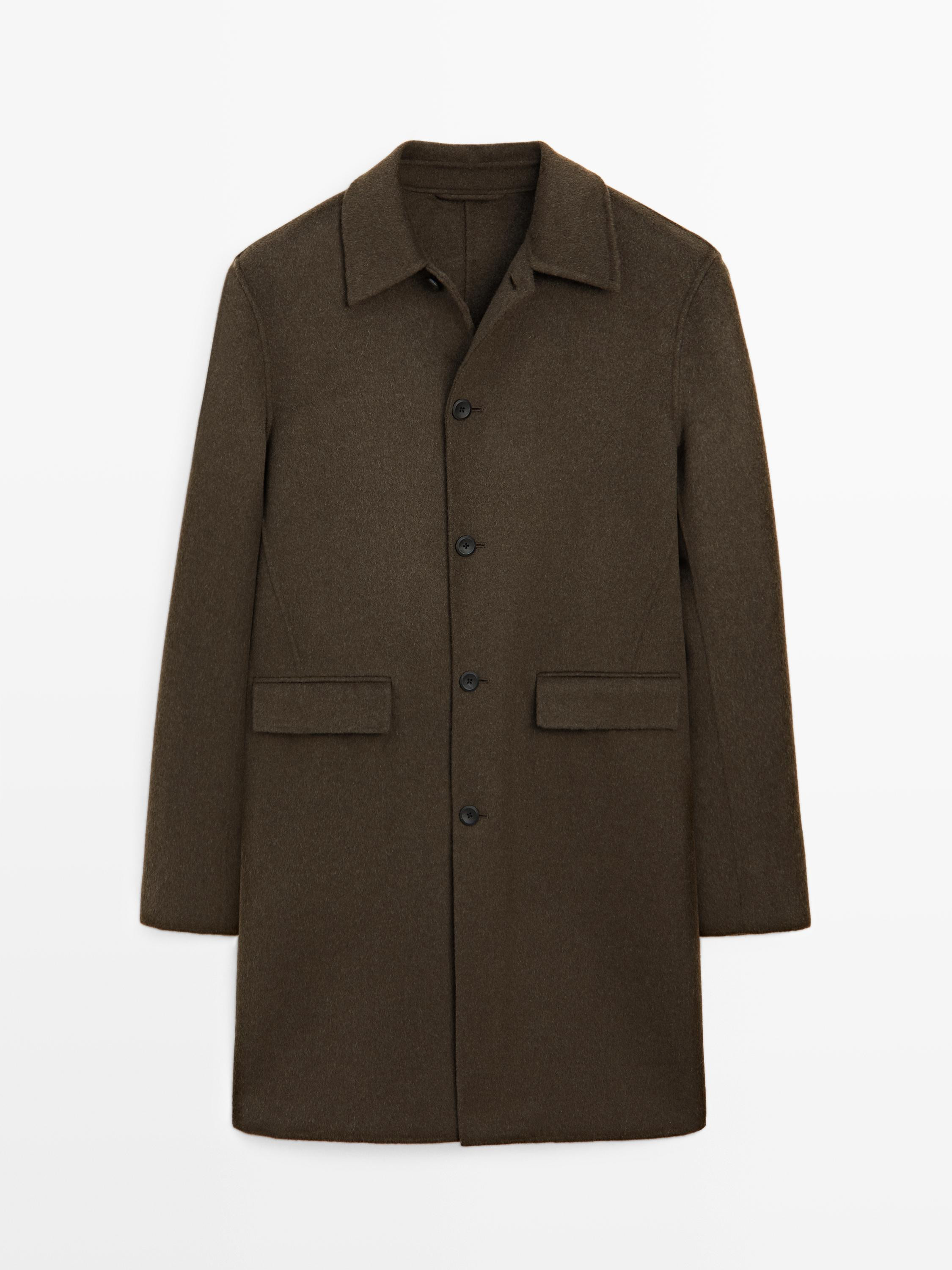Long double wool blend coat | Massimo Dutti US