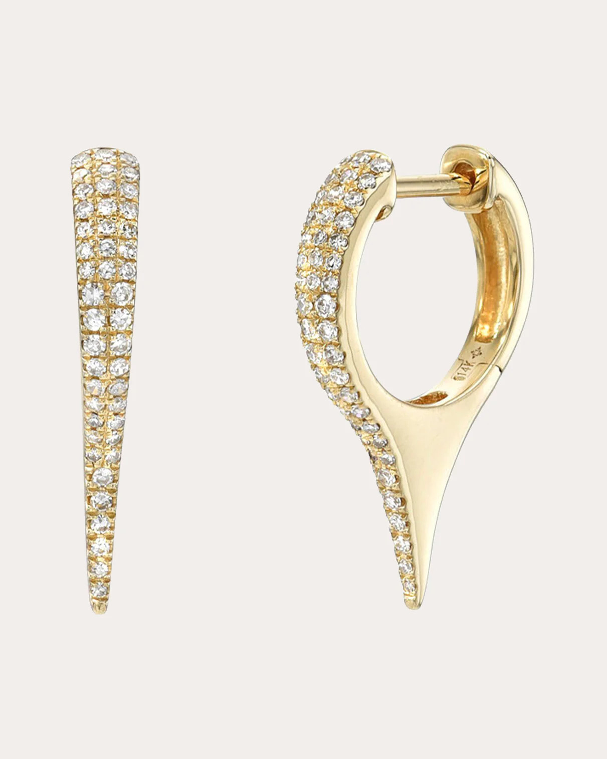 Zoe Lev Women's Diamond & 14k Gold Dagger Hoop Earrings | Olivela
