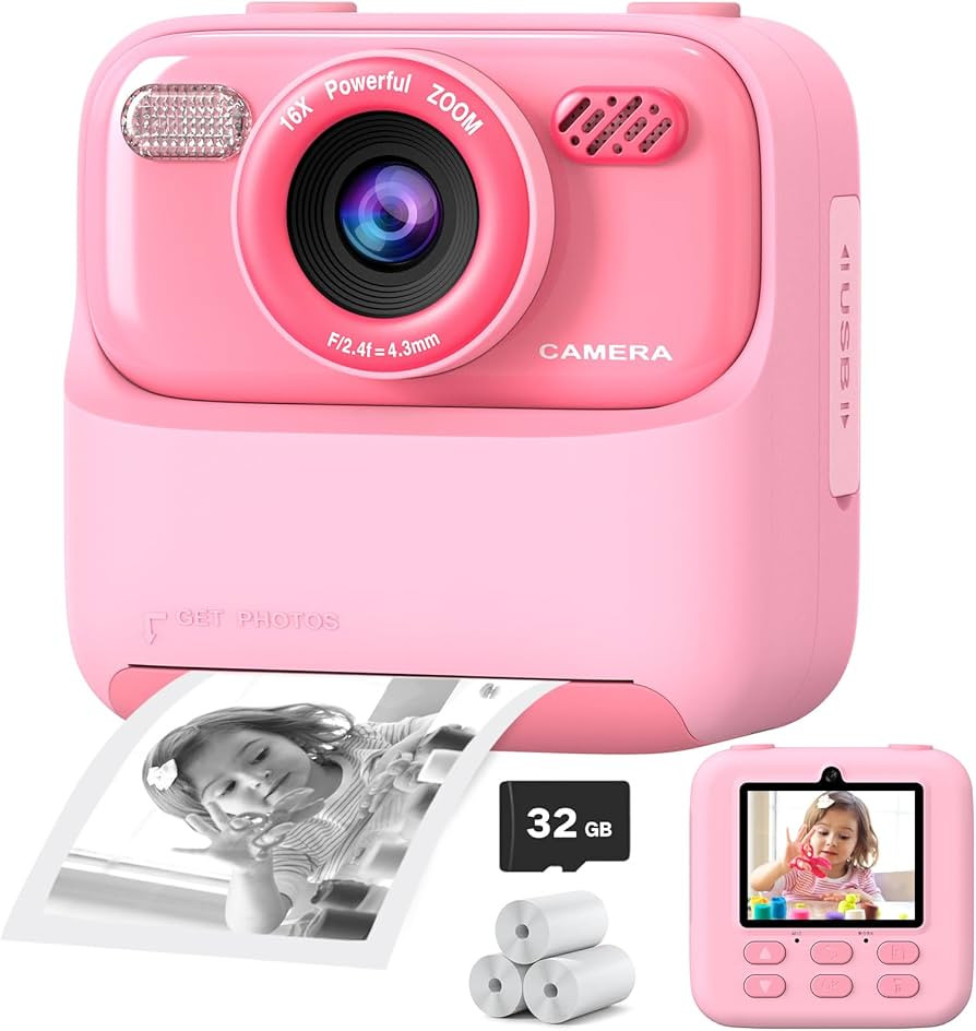 Kids Instant Digital Cameras for Boys and Girls, 1080P HD Dual-Lens Selfie Digital Camera with Pr... | Amazon (US)