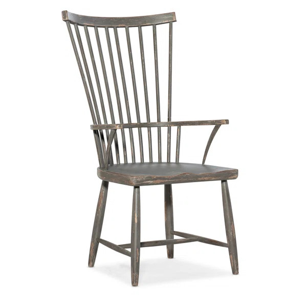 Marzano Solid Wood Windsor Back Arm Chair in Gray | Wayfair North America