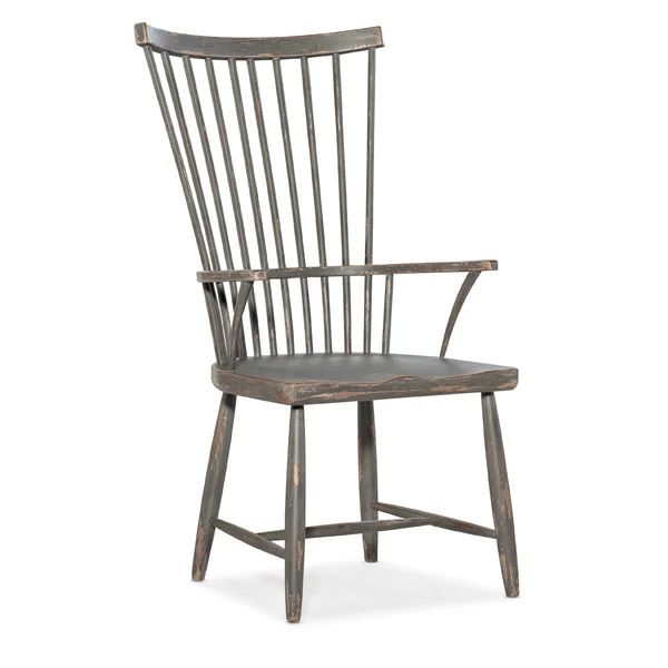 Marzano Solid Wood Windsor Back Arm Chair in Gray | Wayfair North America
