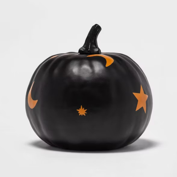 Orange/Black Stars and Moon Pumpkin Halloween Decorative Sculpture - Hyde & EEK! BoutiqueT... | Target