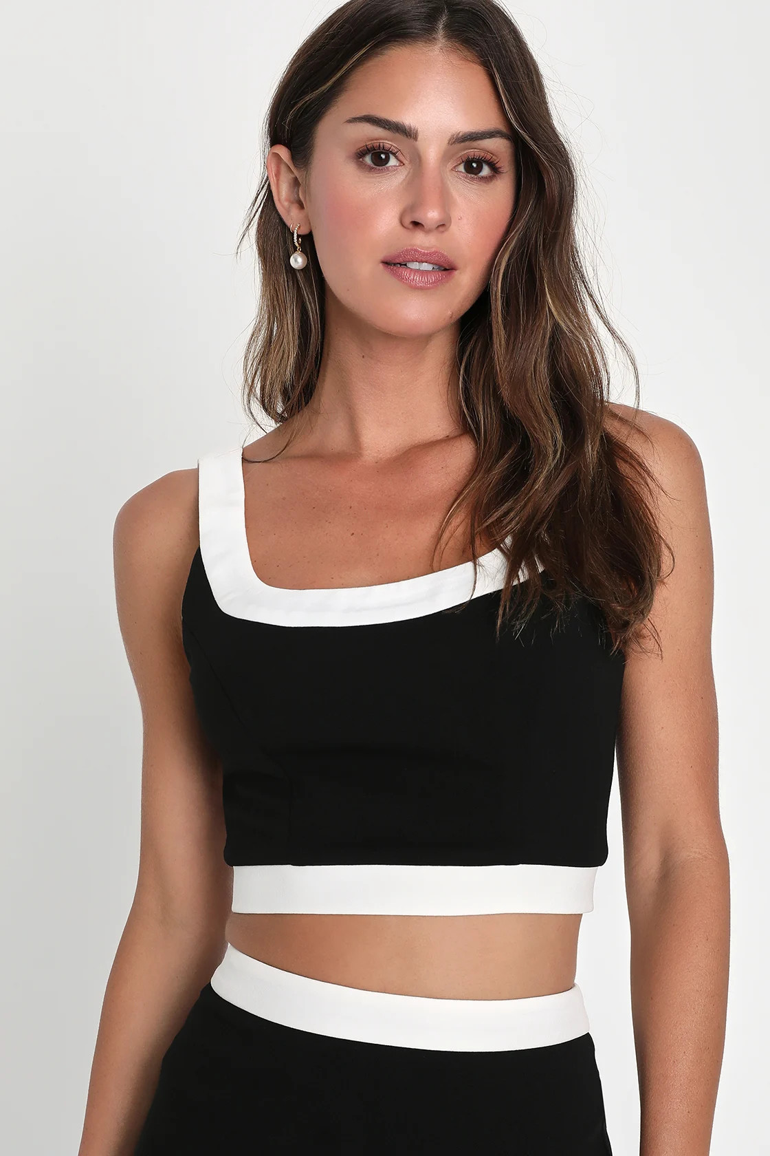 Totally Sensational Black Color Block Sleeveless Crop Top | Lulus