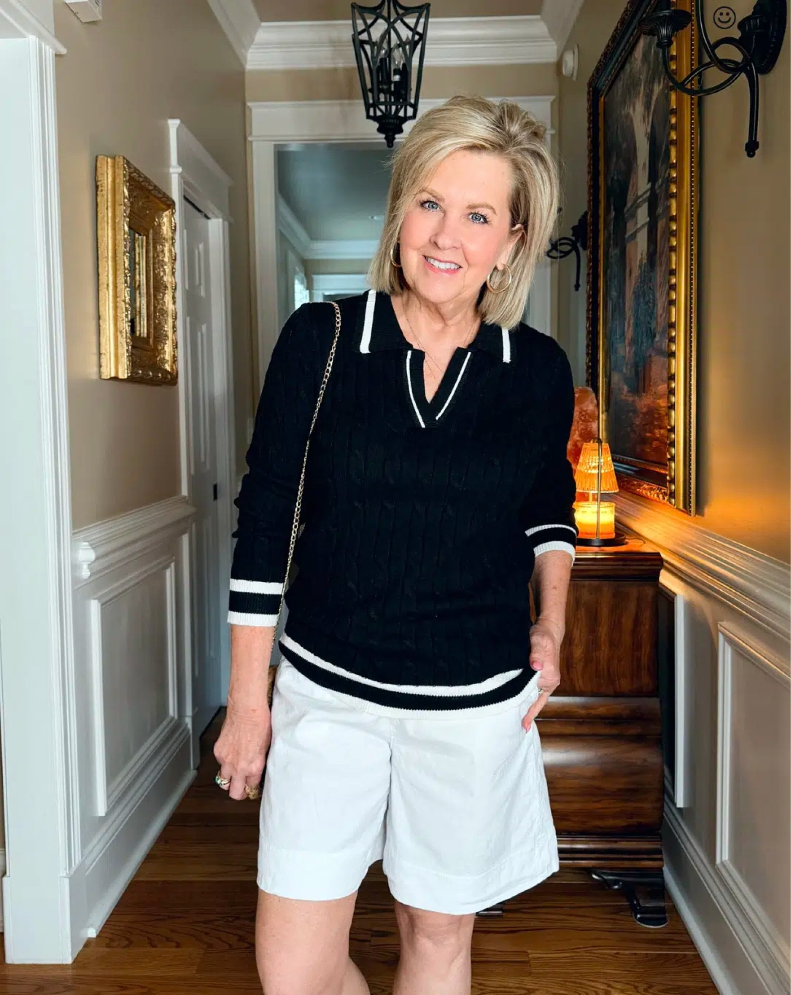 Classic black and white outfit for Spring and Summer. Sweater size medium | shorts size 8

#LTKOver40 #LTKootd #LTKSeasonal