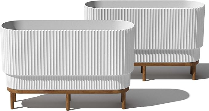 Veradek Demi Series Raised Long Planter for Indoor/Outdoor Use | Made from Plastic & Stone w/Wood... | Amazon (US)