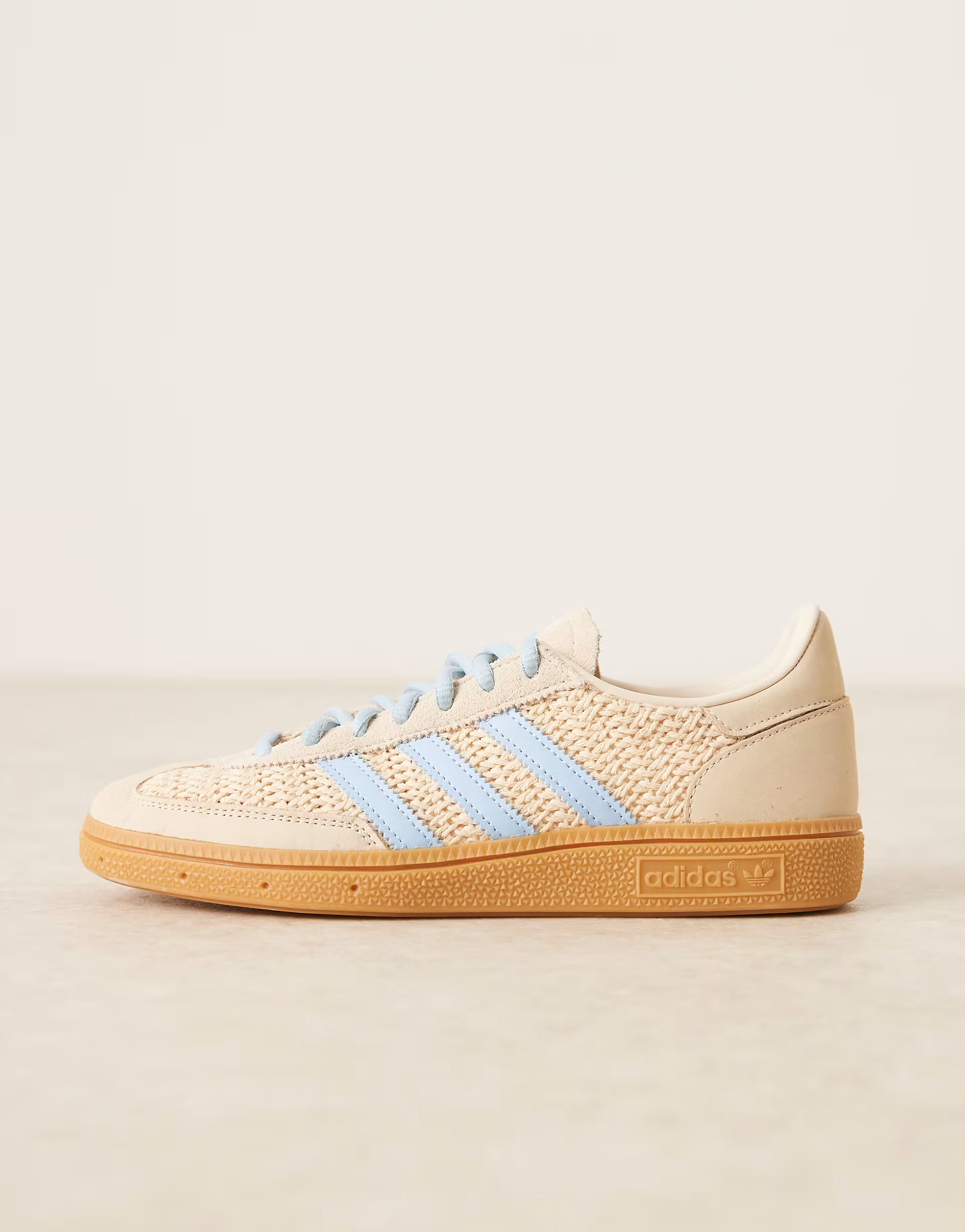 adidas Originals Handball Spezial crochet trainers in cream and light blue with gum sole | ASOS (Global)