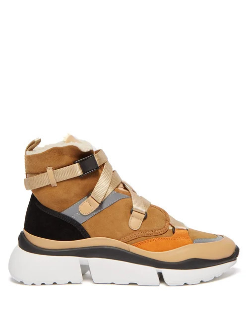 Chloé - Sonnie Raised-sole High-top Trainers - Womens - Tan Multi | Matches (US)