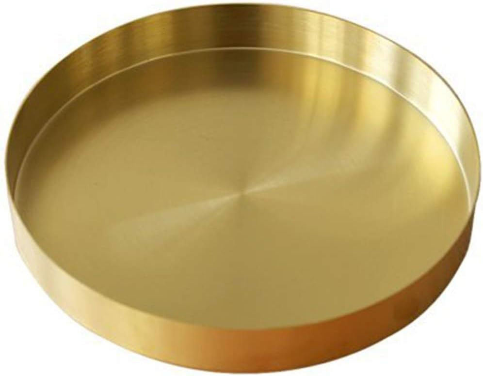 UniDes - Round Brass Tray,Small Gold Decorative Tray Metal Storage Organizer Tray for Modern Home... | Amazon (US)