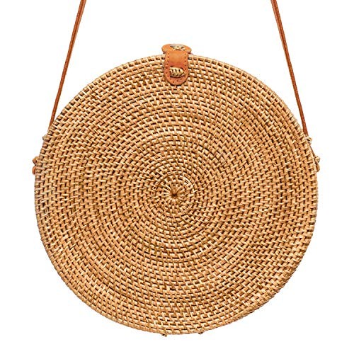 Rattan Bags for Women - Handmade Wicker Woven Purse Handbag Circle Boho Bag Bali | Amazon (US)